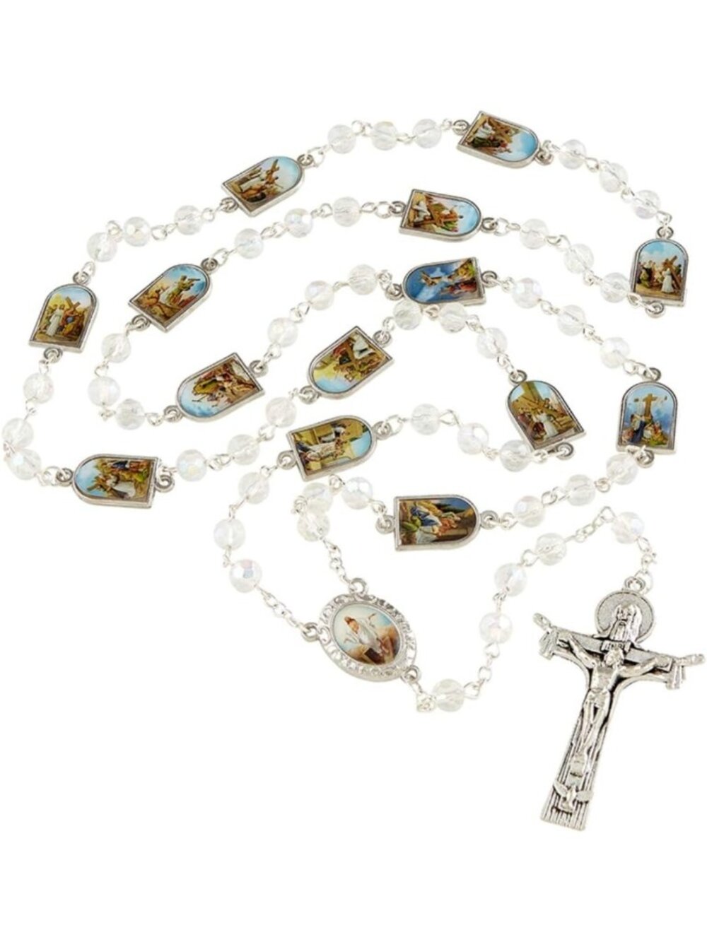 Beautiful 25-Inch Easter Chaplet Rosary - Stations of the Cross, Faith & Love